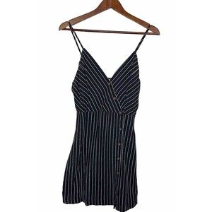 LA Hearts Womens Small Dress Navy Striped Mini Buttons Sleeveless Pacsun NWT